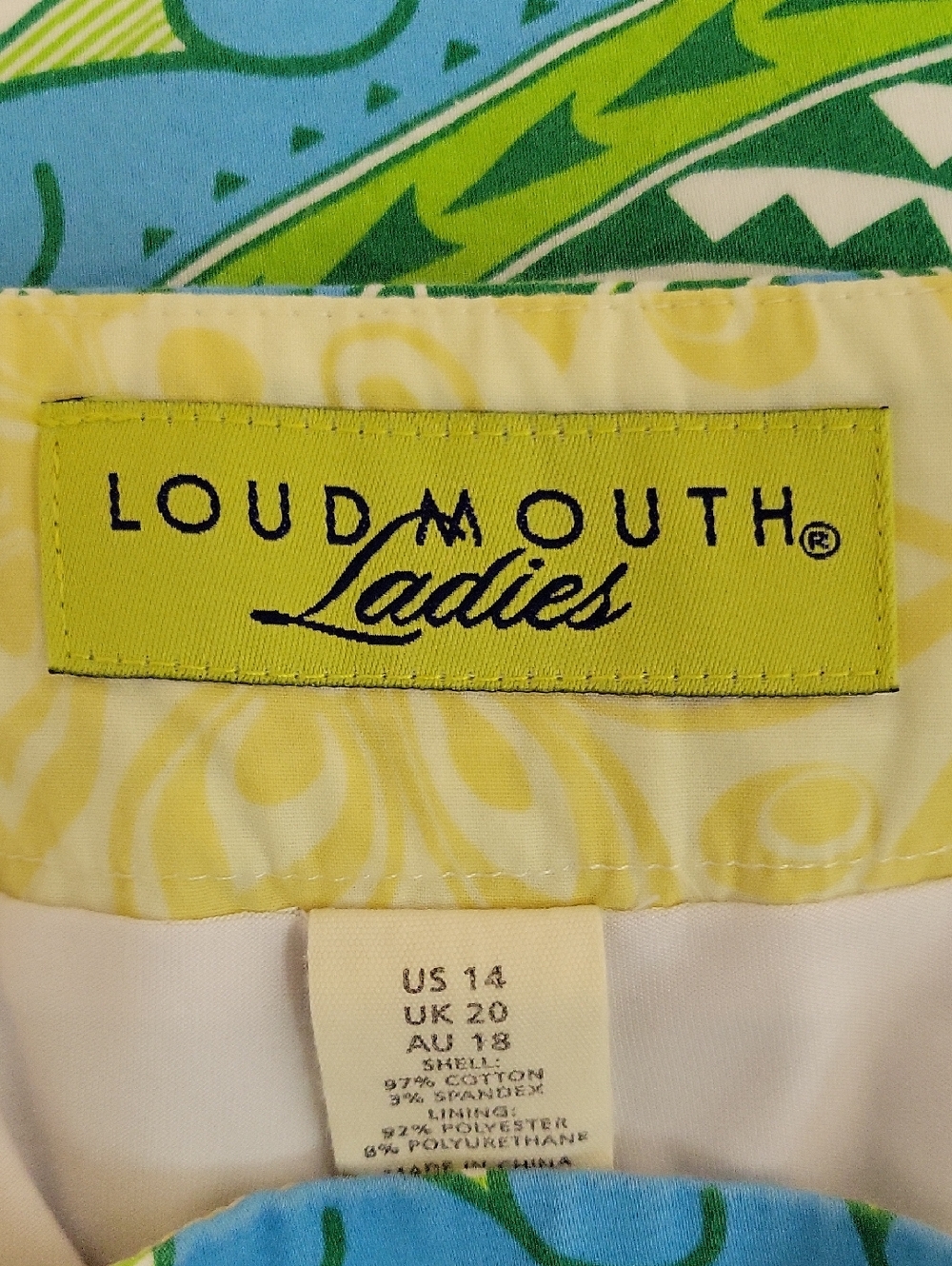 Loudmouth Ladies Aqua & Lime Printed Mini Skort sz 14 golf coastal grandma - Picture 4 of 5